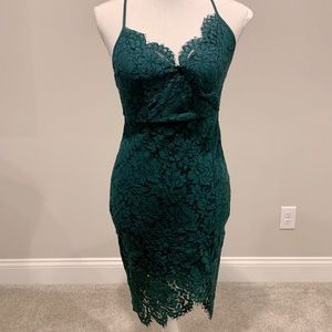 Flirting with Desire Forest Green Lace Sleeveless Bodycon Dress